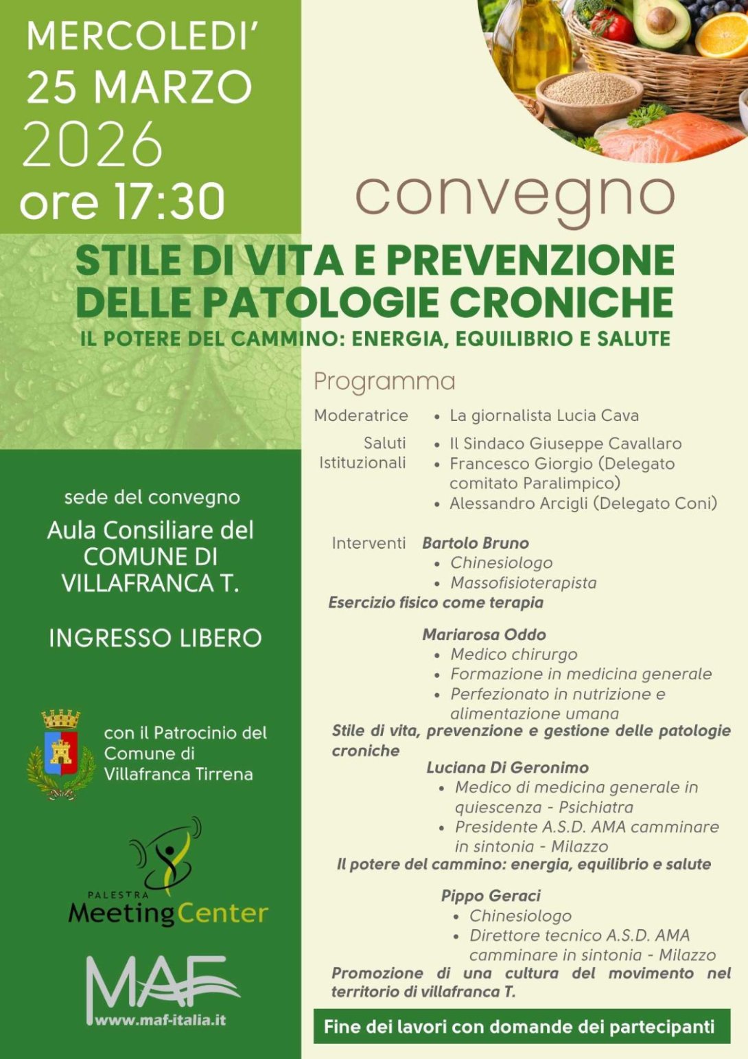 Convegno "Stile di vita e prevenzione delle patologie croniche"